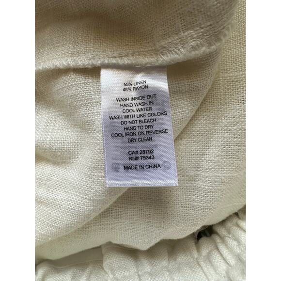 NEW House of Harlow 1960 High Waisted Ivory Linen Blend Pocket Shorts Size Large - Picture 5 of 6